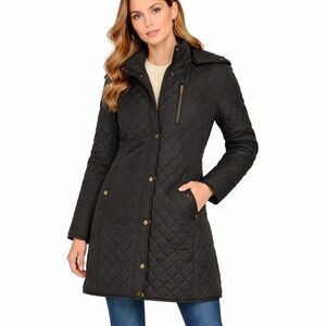 Lauren Ralph Lauren Black Quilted Jacket – Medium | Classic Diamond Quilt Coat